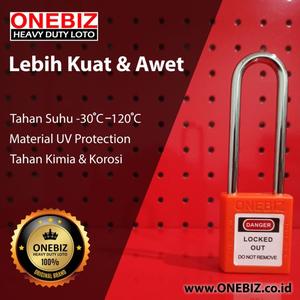 ONEBIZ Long Steel Shackle Safety Padlock Orange OB 14-BDG27 Thermoplastic Safety Padlock