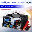 【Kota Tangerang】YQ-400A Pengisi Daya Baterai Otomatis Cerdas 12V/24V LCD Charger Aki Mobil Motor Otomatis Perbaikan Pulsa Car Kabel Kendaraan