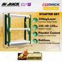 RAK GUDANG BESI GT RACK GT210 MINI – WAREHOUSE RACK 200KG TINGGI 3 SUSUN 1.2 METER LEBAR 40CM PANJANG 1M - STARTER