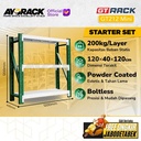 RAK GUDANG BESI GT RACK GT212 MINI – WAREHOUSE RACK 200KG TINGGI 3 SUSUN 1.2 METER LEBAR 40CM PANJANG 1.2M - STARTER