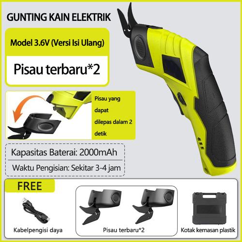 Gunting Listrik Kain Gunting Listrik Isi Ulang USB Portabel Alat Pemotong Multifungsi DIY Multifungsi Untuk Karton Kain Kulit - hijau
