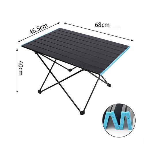 Luar Ruangan Portabel Aluminium Alloy Tenda Meja Lipat Sederhana Meja Campin - hitam（68cm）