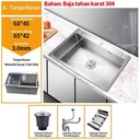 Set Lengkap Kitchen Sink Black 7843 / Wastafel Stainless Hitam 304 / Wastafel Dengan Keran yang Bisa Disesuaikan - 304 One slots