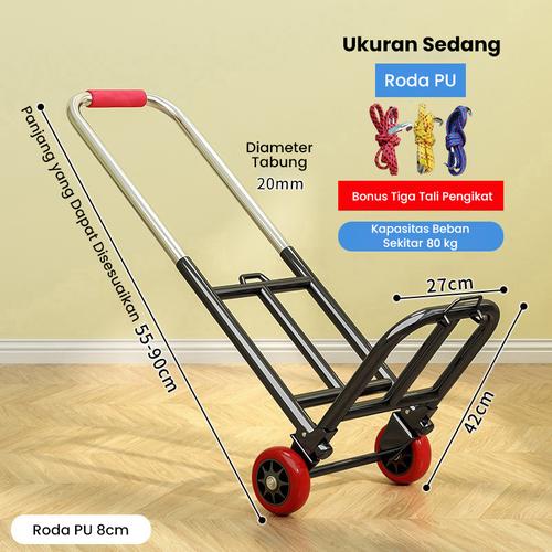 PO Trolley  Beli Makanan dan Belanja Trolley Besi Lipat Trolley Multifungsi Angkut Kardus Karung Beras  Troli Lipat - 80KG roda PU