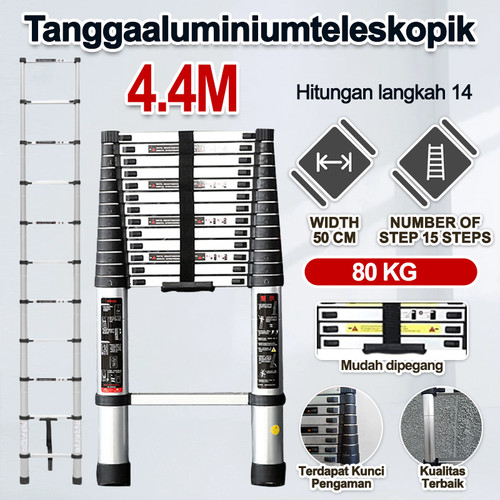 Tangga 4.4 M Lipat Alumunium/Tangga Lipat Aluminium Teleskopik 4.4 M