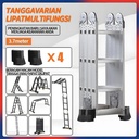 Tangga Lipat Aluminium Teleskopik 3.7m/4.7m/5.8m meter Tangga Aluminium Lipat Empat Tangga Lipat Multifungsi - 3.7m (no wheel)