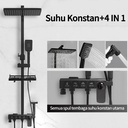 Shower Kamar Mandi 4 Dalam 1 Set Dengan Sprayer  Faucet Sprayer / digital suhu konstan Set / Set Kamar Mandi Besi Tahan Karat Hitam - suhu konstan