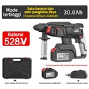NANWEI Bor Listrik Brushless/Bor Dinding Baterai Lithium/30000mA Baterai Kapasitas Tinggi - 528TV, dua baterai