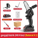 Gergaji Listrik Rantai Elektrik Mini Portable 24 volt Gergaji - 24V 4 inci, dua baterai