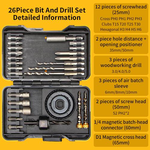 【KEELAT】 28/26pcs 1/4 “Cross Hex Driver Torx Bit Torx Paduan Keras Bit Driver Sekrup Torx Kepala Soket Driver Soket Kepala Datar - 26 PCS Bits Set