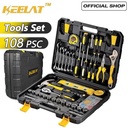 【KEELAT】 108 Pcs Set Kunci Sok Kunci Shock Toolbox Set Home Tool Mobil Motor Lengkap Socket Tool Kit Set Pas Ring Motor Mobil  COD Logam - 108 Pcs Tool Set