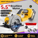 KEELAT-KCS003 5.5" Mesin Gergaji Potong Kayu Cordless Circular Saw Logam - KCS003+2PCS, 2 Baterai4.0（MT）