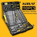 【KEELAT】 110Pcs Kunci Sok Set Socket Full Lengkap Socket Tool Kit Pas Ring Motor Kunci Socket Wrench Pas Sok Shock - 110Pcs—PresisiTinggi