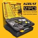KEELAT 121PCS Kunci Sok Set Socket Full Lengkap Socket Tool Kit Pas Ring Motor Kunci Socket Wrench Pas Sok Shock - 【121pcs】Presisi Tinggi