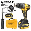【KEELAT-Garansi 12 bulan】KCD014 150NM 13MM Brushless Mesin Bor Tugas Berat Cordless Impact Drill  Bor Dampak Beton  20+2 Torque Anti Keseleo pakk hammer baterai fungsi Karton Torsi - 【150NM】 *1 baterai