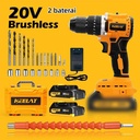 【KEELAT-KCD007】Brushless Mesin Bor Baterai 80N.M 10mm Bor listrik Drill Cordless Impact Drill Electric Screw Driver Hammer Set Brushless Motor  Cordless Impact Drill Bor Beton Kayu BesiTembok  MT Baterai Torsi bor  redbon pakk - YE-20V*2🔋 Brushless