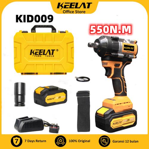 【KEELAT KID009】 550N.M 1/2" Impact Wrench Mesin bor Cordless Heavy Duty Electric Wrench Impact Drill Screwdriver Impact Gun Battery Torsi