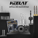【KEELAT】 28/26pcs 1/4 “Cross Hex Driver Torx Bit Torx Paduan Keras Bit Driver Sekrup Torx Kepala Soket Driver Soket Kepala Datar