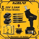 【KEELAT-KCRS001】 20V 3.0Ah Chainsaw Reciprocating Saw Gergaji Rantai Gergaji Elektrik Mini Portable Genggam Lithium Charger gergaji mesin 2 Battery