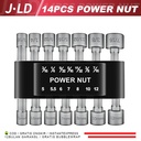 JLD Impact wrench Soket Hex Shank Power Nut Drive Drill Bits 14pcs Set Adapter konverter sambungan mesin  Untuk Power Drills Impact Drivers