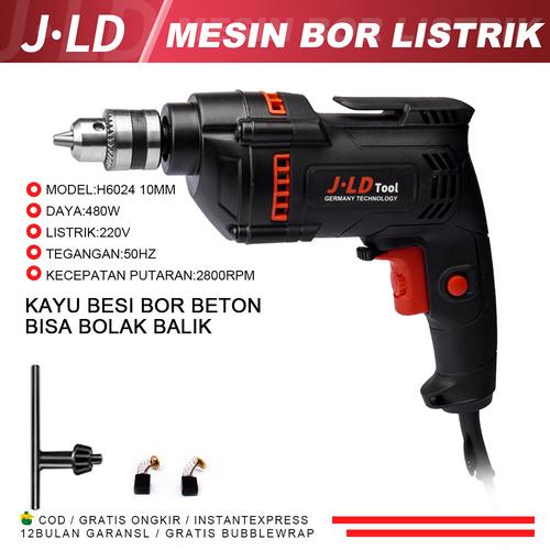 JLD Mesin Bor Listrik 10MM Electric Impact Drill 6024 Bor listrik Bolak Balik Murah Bisa Bolak Balik Bisa bor beton tembok kayu besi 480W bisa cod - JLD