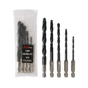 JLD Mata Bor Hex ShanK 5pcs 3-8MM HSS Kayu Beton Impact Wrench/Kaca-1/4inch - HSS DRILL