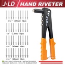 JLD Tang Rivet 9.5inch Tembakan Paku Rivet Hand Riveter Stang 2.4mm 3.2mm 4.0mm 4.8mm Tang Riveting Stainless Steel Hand Tool - BONUS PAKU RIVET Gun Kayu