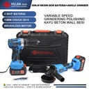 HUJIA Cordless drill + Angle Grinder Memotong Memoles dan Menggerinda Bor listrik dapat digunakan untuk ubin dinding beton kayu - 2021+2521