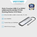 Vention Multi function Hub Adapter USB C to HDMI 8in 1 Docking Station - TOK garansi resmi 2 tahun