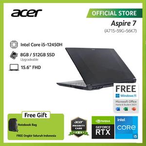 ACER LAPTOP GAMING ASPIRE 7 PRODUCTIVITY A715-59G-56K7 15.6" FHD INTEL CORE I5-12450H RAM 8GB STORAGE 512GB SSD NVIDIA GEFORCE RTX 3050 WINDOWS 11