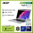 ACER SWIFT GO 14 WITH AI SFG14-73-731A 14" OLED INTEL CORE ULTRA 7 155H EVO RAM 32GB STORAGE 1TB SSD GRAPHICS INTEL ARC WINDOWS 11