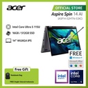 ACER LAPTOP 2 IN 1 ASPIRE SPIN 14 AI ASP14-52MTN-53XC 14" WUXGA INTEL CORE ULTRA 5 115U RAM 16GB STORAGE 512GB SSD INTEL GRAPHICS WINDOWS 11