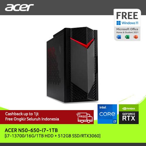 ACER DESKTOP NITRO N50-650 INTEL i7-13700 16G 1TB+512G RTX3060 WIN 11