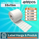 Label Thermal Stiker Barcode 33x15 2 Line Isi 1000 / 1500 / 2000/ 5000