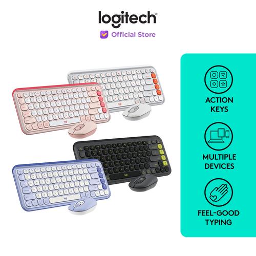 Logitech POP ICON COMBO, Kombo Keyboard dan Mouse Bluetooth, Mengetik dengan Nyaman, Tombol Key dan Tombol yang Dapat Diprogram, Klik Hening, Easy-Switch hingga 3 Perangkat