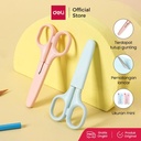 Deli Gunting / School Scissors Warna Pastel Ujung Bulat Dilengkapi Penutup E6022