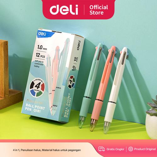 Deli Pulpen 4 Warna / Ball Point Pen 1.0mm EQ181