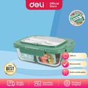 Deli Kotak Makan Kaca Bekal / Penyimpanan Makanan Gratis Sendok LM804