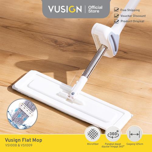 Vusign Flat Mop Pel Lantai Microfiber Dapat Diputar 360 Derajat VS100X