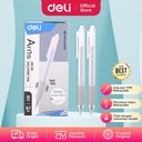 Deli Ballpoint Pen Retracable / Pulpen 0.7mm Tinta Hitam Isi12pcs EQ13