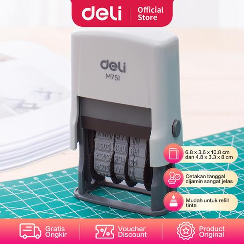 Deli Date Stamp / Stempel Tanggal Besar Huruf Cetakan Jelas EM75X10