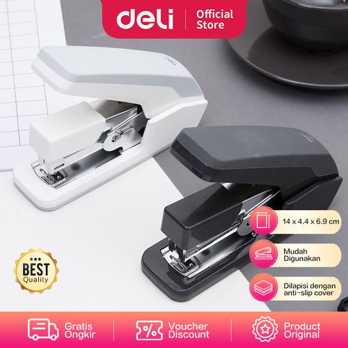 Deli Efortless One-Touch Stapler / Staples Hitam Hemat Tenaga E0477