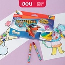 Deli Super Wings Krayon lilin φ8 * 90mm Round Barrel 18 warna EC21010