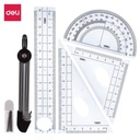 Deli E9609 Jangka-Drafting set 6pcs Ruler Set Squares 15cm