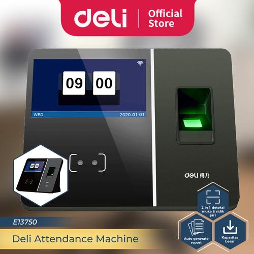 Deli Mesin Absensi Sidik Jari Fingerprint Wajah Kartu RFID E13750