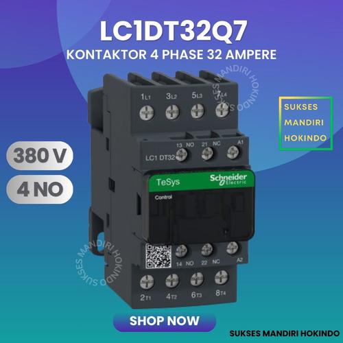Kontaktor 4P 32A 4 Phase 32 Ampere LC1DT32Q7 380V AC 4NO ORI Contactor Schneider
