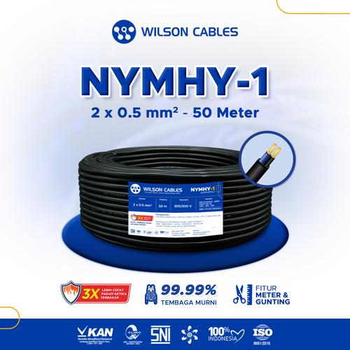 NYMHY-1 2x0.5 mm2 50 Meter Hitam - Kabel Listrik Tembaga Serabut Wilson