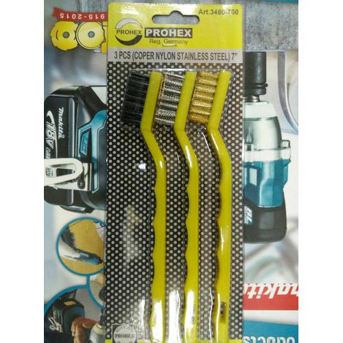 sikat 3 pcs prohex / sikat baja set / sikat stainless steel