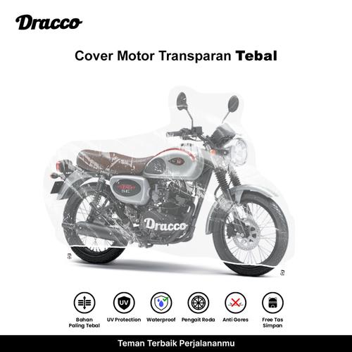 DRACCO cover motor KAWASAKI W175 waterproof tebal transparan bening premium sarung motor W175