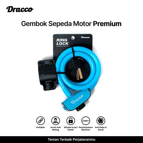 DRACCO gembok sepeda motor kunci keamanan premium ring lock bicycle motorcycle skuter-BIRU